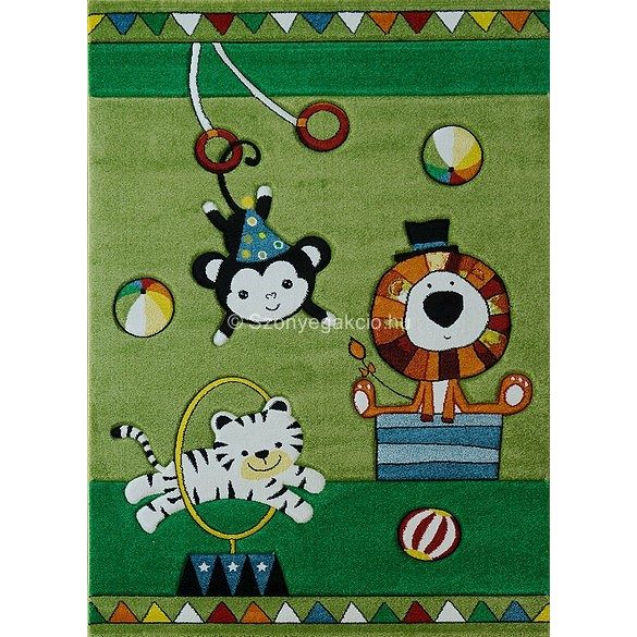 Smart Kids - Cirkuszi állatok zöld gyerekszőnyeg 160x230 (22316)