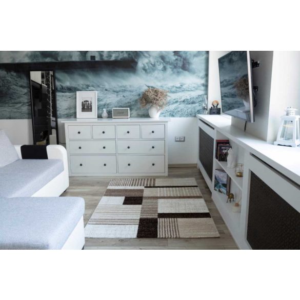 Madrid B001A_FMA66 bézs-barna modern mintás szőnyeg  80x150 cm