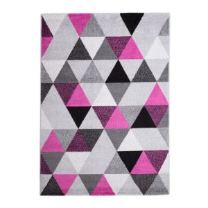 Barcelona B430A_FMF61 magenta és szürke geometria mintás szőnyeg 200x290 cm