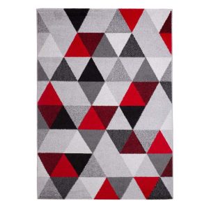 Barcelona B430A_FMF64 piros-szürke geometriai mintás szőnyeg  80x150 cm