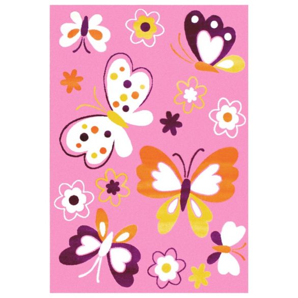 SH Bambino 2102 rózsaszínű pillangómintás gyerekszőnyeg 120x170 cm