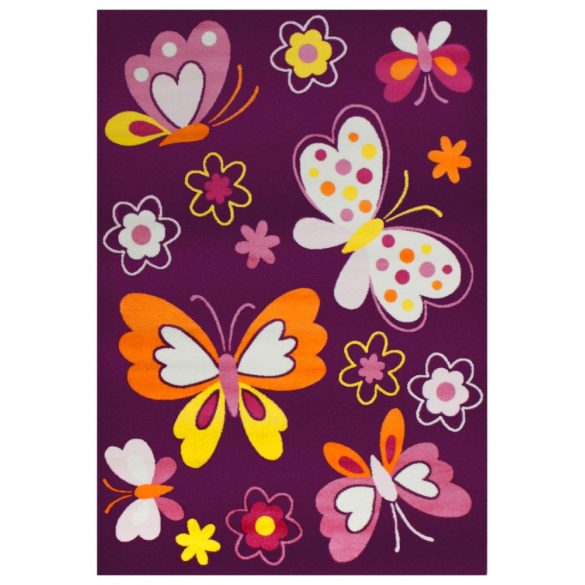 SH Bambino 2102 lila színű pillangómintás gyerekszőnyeg 120x170 cm