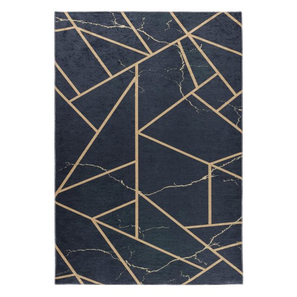 Caimas 2990 fekete-arany modern geometriai mintás szőnyeg  80x 150 cm
