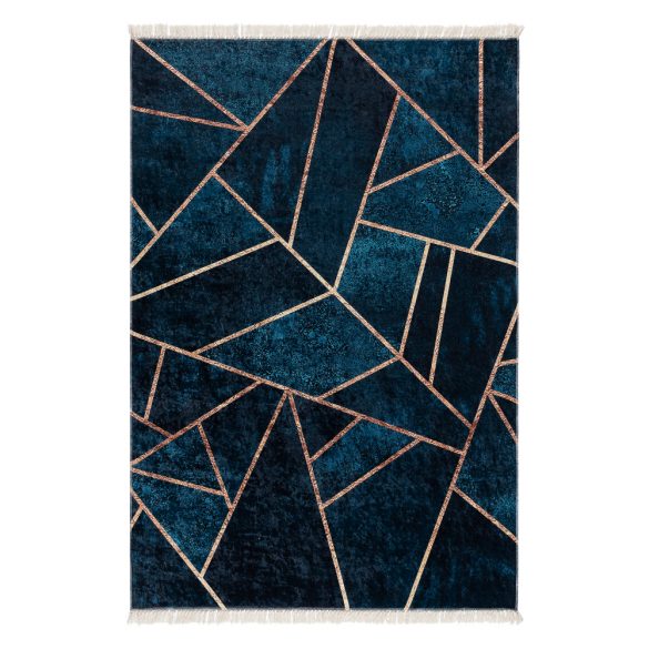 Caimas 5800 kék-arany modern geometriai mintás szőnyeg  80x150 cm