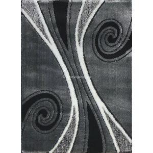 Carnaval 5550 szürke-fekete csigavonalas szőnyeg 140x190 cm