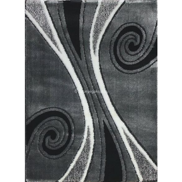 Carnaval 5550 szürke-fekete csigavonalas szőnyeg 120x180 cm
