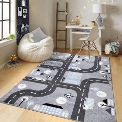   Pasztel gyerekszőnyeg D079A_SFI24 szürke-kék, út mintás  80x150 cm