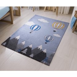   Pasztel gyerekszőnyeg D728A_SFI44 kék-szürke, hőlégballon mintás 120x170 cm