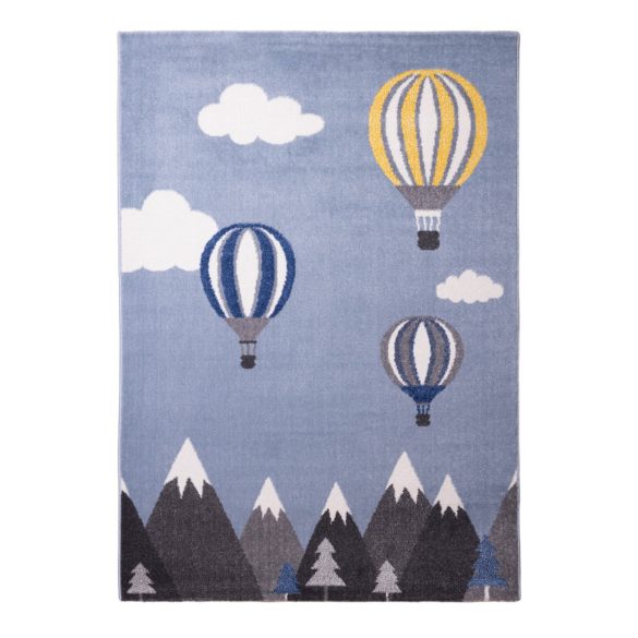 Pasztel gyerekszőnyeg D728A_SFI44 kék-szürke, hőlégballon mintás 200x280 cm