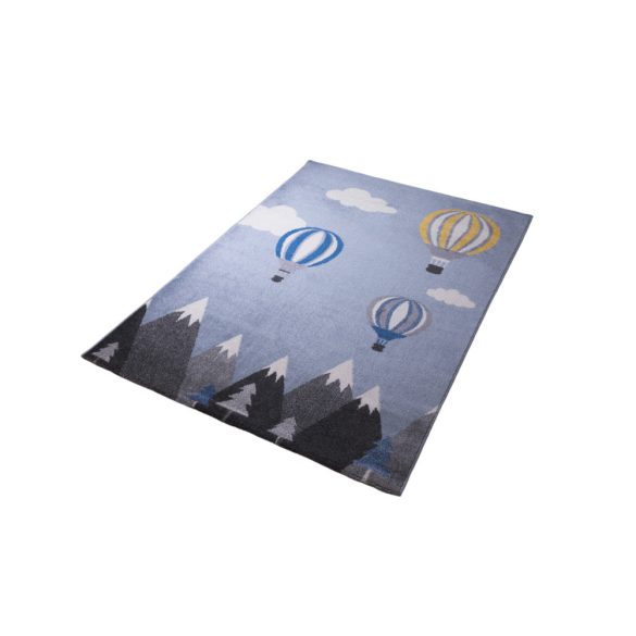 Pasztel gyerekszőnyeg D728A_SFI44 kék-szürke, hőlégballon mintás 200x280 cm