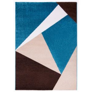 Barcelona E198_FMA12 kék-bézs geometriai mintás szőnyeg  60x110 cm