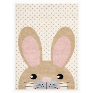 Pasztel gyerekszőnyeg E513A_SFU16 krém alapon bézs, nyuszi mintás 160x230 cm