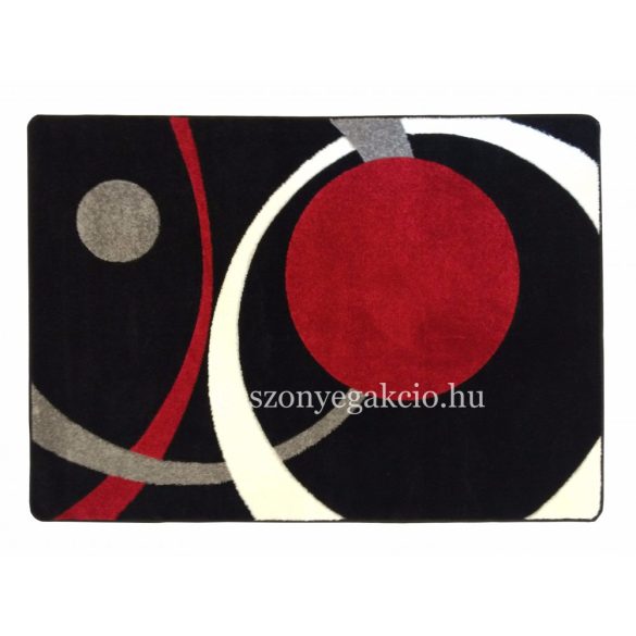 Fekete-piros két körös pöttyös szőnyeg  60x220 cm