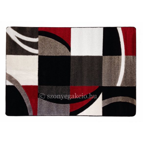 Fekete-piros kockás-vonalas szőnyeg  60x220