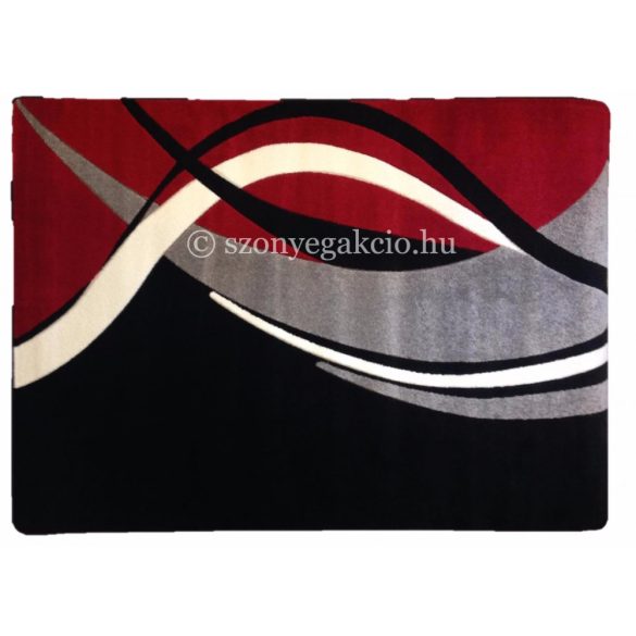 Fekete-piros modern vonalas szőnyeg  60x110 cm