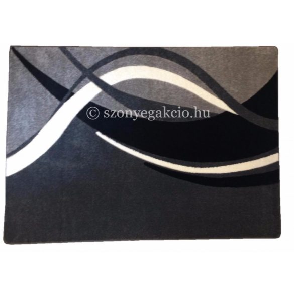 Fekete-szürke modern vonalas szőnyeg  60x110 cm