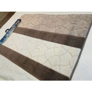 Fürdőszobaszőnyeg drapp-krém-barna csíkos mintás 2 db-os 60x100 cm