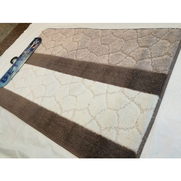 Fürdőszobaszőnyeg drapp-krém-barna csíkos mintás 2 db-os 60x100 cm