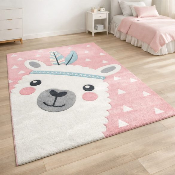 Broadway gyerekszőnyeg, babarózsaszín láma mintás 120x170 cm