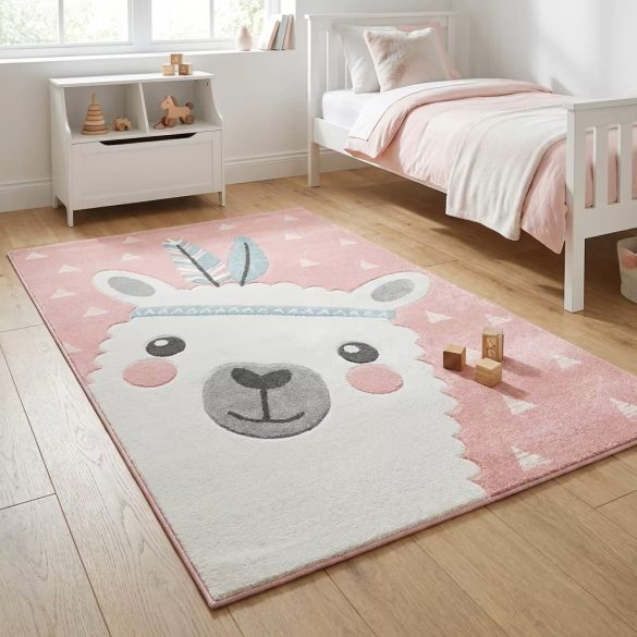Broadway gyerekszőnyeg, babarózsaszín láma mintás 120x170 cm