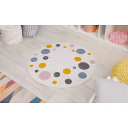   Pasztel gyerekszőnyeg J143A_SFI16 krém pöttyös  80 cm átmérőjű kerek