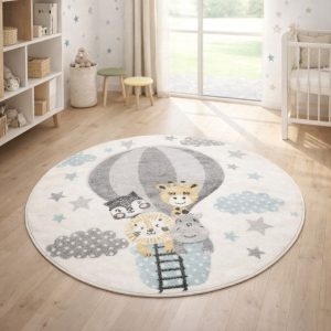 Broadway gyerekszőnyeg állatok a hőlégballonban, pasztel 160 cm kerek