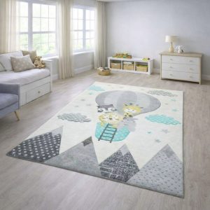 Broadway gyerekszőnyeg állatok a hőlégballonban, ÉLÉNK TÜRKIZ 120x170 cm