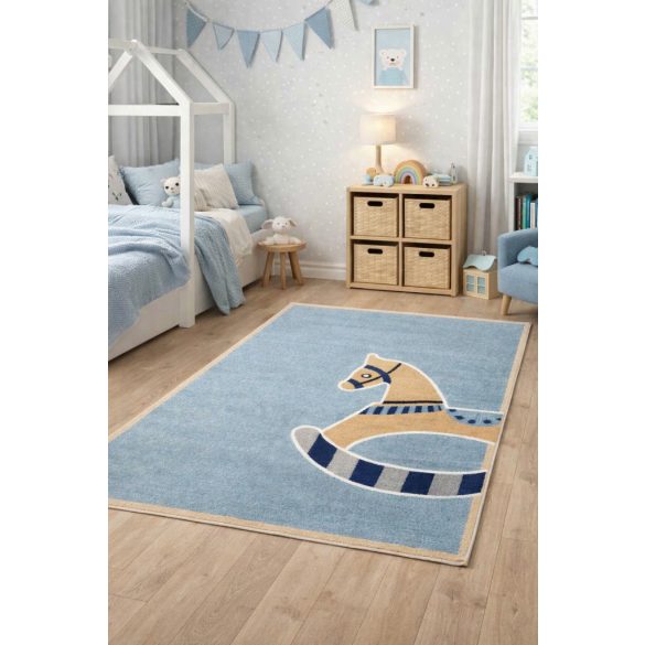 Pasztel gyerekszőnyeg M206A_SFU46 kék hintalovas 120x170 cm