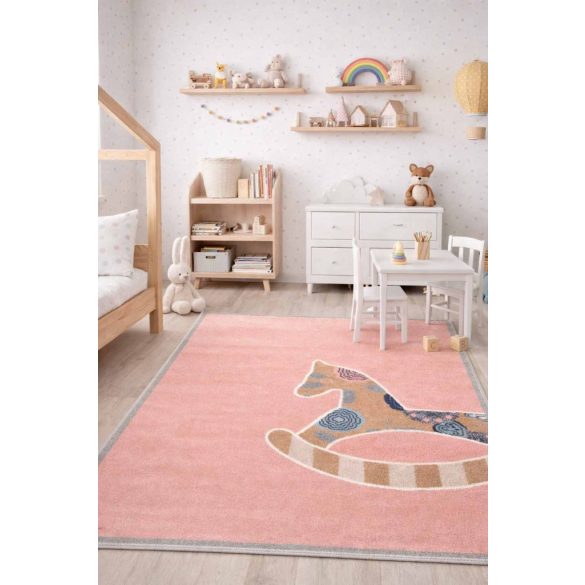 Pasztel gyerekszőnyeg M207A_SFU32 rózsaszín hintalovas 120x170 cm