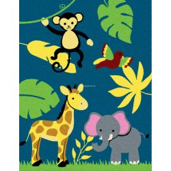   Trendy Kids Kék dzsungel állatai D231A gyerekszőnyeg 280x360 cm