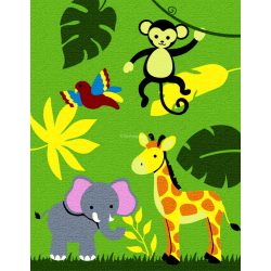   Trendy Kids Zöld dzsungel állatai D231A gyerekszőnyeg 280x360 cm