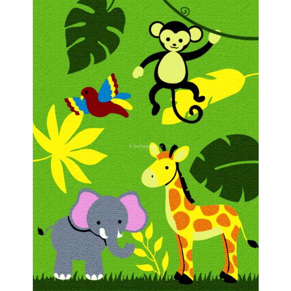 Trendy Kids Zöld dzsungel állatai D231A gyerekszőnyeg 280x360 cm
