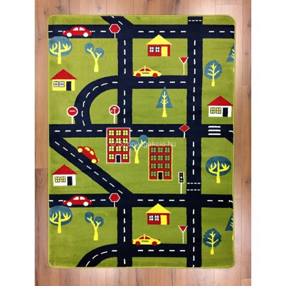 Közlekedéses Zöld 734 gyerekszőnyeg 133x180 cm